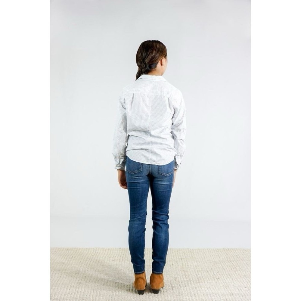 Frank‎ & Eileen Barry Button Down Shirt Womens XS Blue White Striped Cotton - Picture 2 of 11
